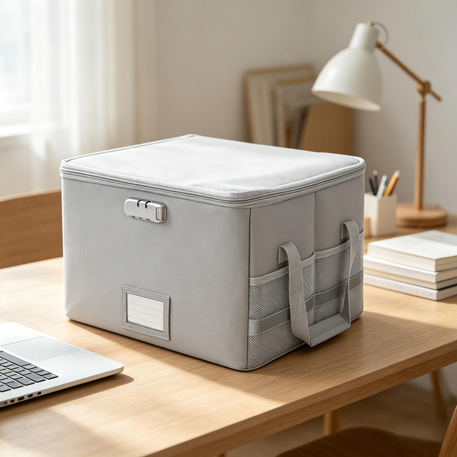 Veemoon Caja para documentos ignífuga con cerradura, estuche para archivos
