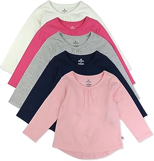 Baby-Girls 5-Pack Long Sleeve T-Shirt Set with Front Gathering 100% Orga...