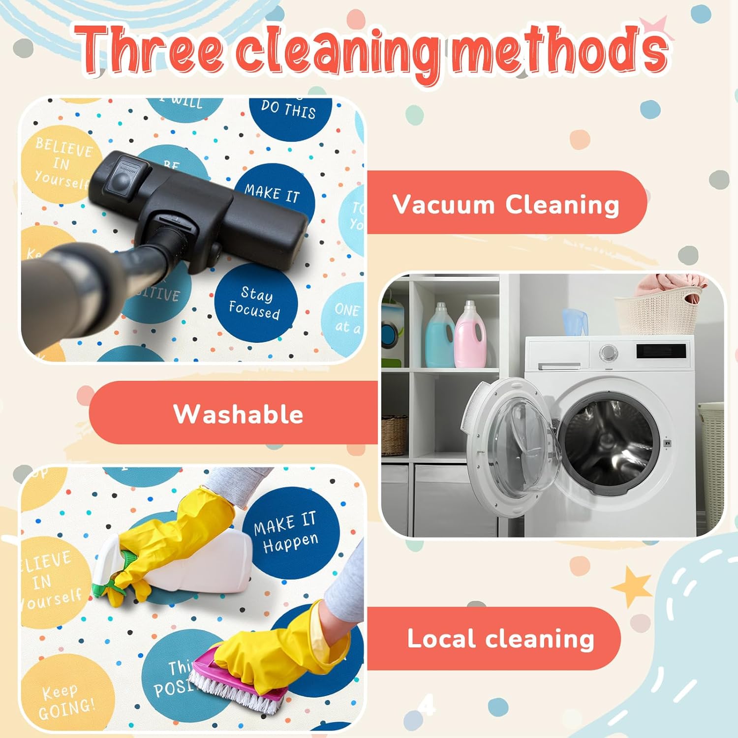 Boho Classroom Rug 6.5 x 11.5 ft Kids Rainbow Carpet with Non-Slip Backing Class Decor Seating Rug Elementary Classroom Floor Mat for Teaching Playroom(Polka Dots,11.5 x 6.5 ft)