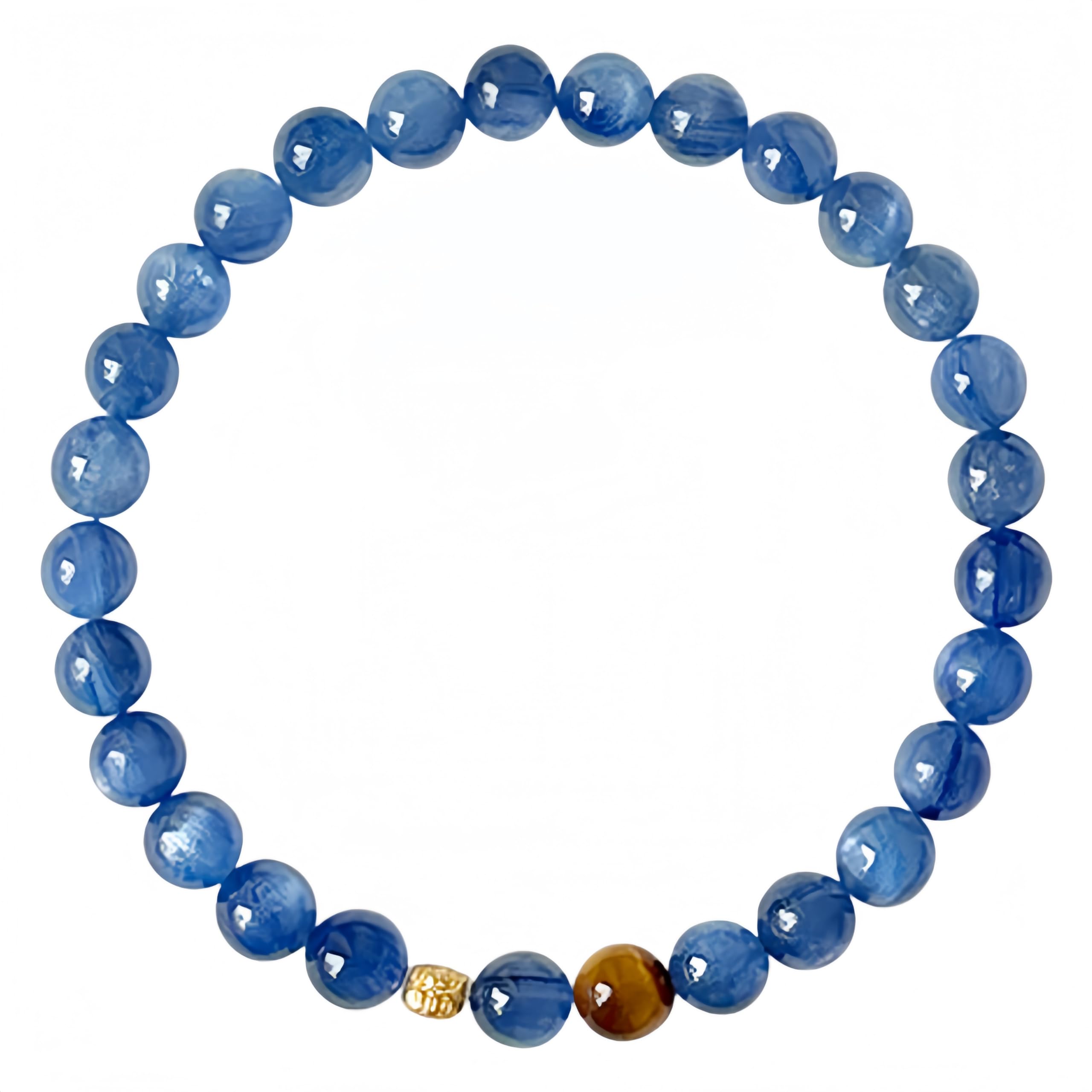 Braccialetto Artigianale Bracciale Con Occhio Di Tigre E Cianite Da 6mm
