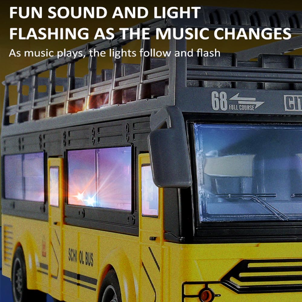 Bus télécommandé, RC Bus Voiture télécommandée 1/30 4CH avec Musique légère, Porte ouvrante, Bus Jouet d'interaction Parent-Enfant