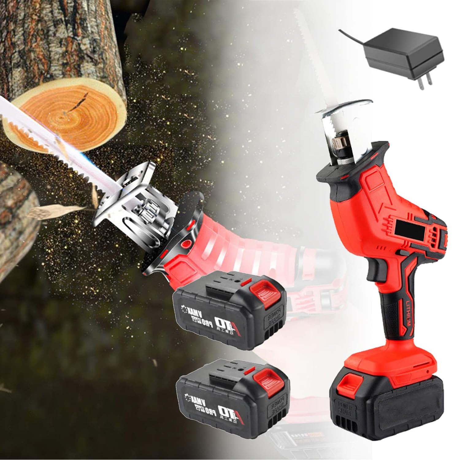 Scie électrique portative 21V sans fil et sans balais avec 2 batteries pour bois et os