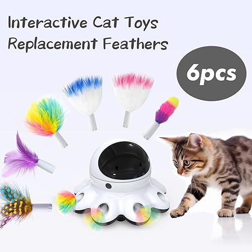 Miniatura 3 de ORSDA 6 accesorios intercambiables para gatos, plumas reemplazables y accesorios de juguete esponjosos