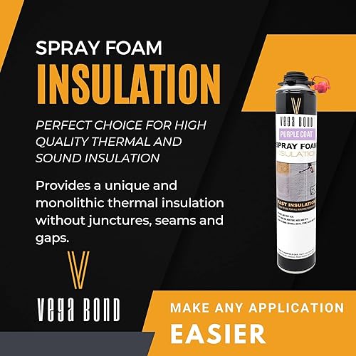 Miniatura 2 de Vega Bond Purplecoat - Espuma de aislamiento de celda cerrada de un solo componente premium, autoexpandible, 29 onzas, aerosol acústico, cobertura