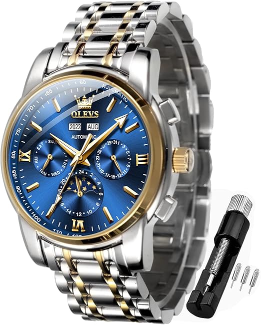 Amazon Olevs 腕時計 メンズ おしゃれ 紳士 かっこいい スケルトン 青 自動巻き 人気 男性 カジュアル 防水 日付 防水 夜光 ギフト Men Watch ブルー 腕時計 ファッション 通販