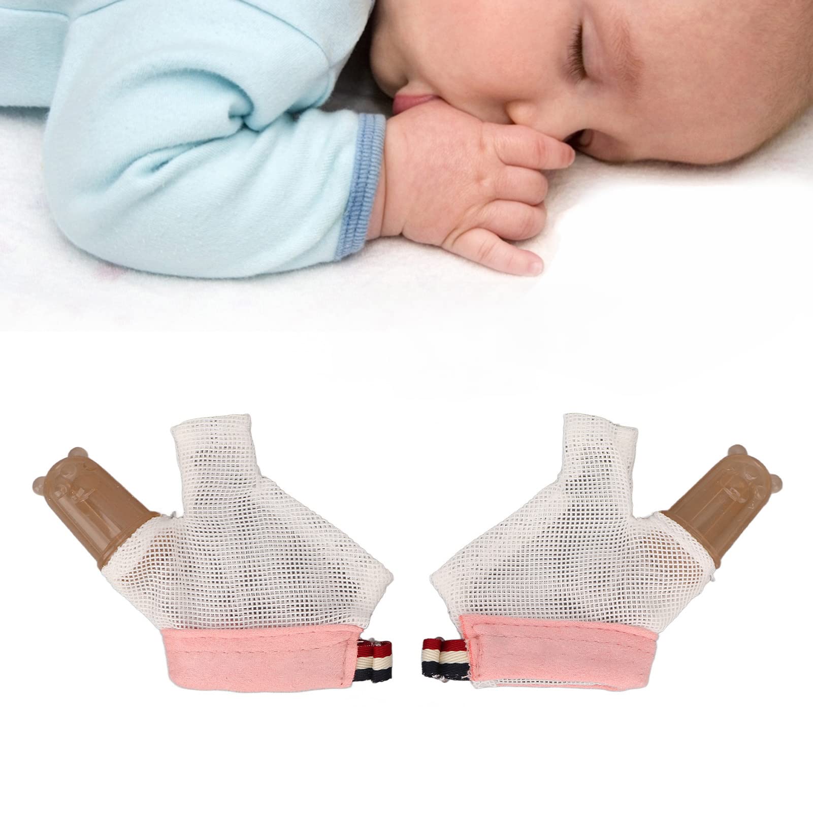 1 Paire Pouce Sucer ArrêT Pouce Sucer Doigt Garde Doux RéGlable avec Boucle Pouce Traitement Protecteur pour Enfant (Rose)