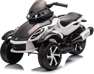 Xinyonxin 12V Kids Electric ATV, 3-Wheeler Ride on Toys for Toddlers w/Music, LED Lights, USB, One-Button Start, Forward/Reverse, Electric All-Terrain Vehicle Car, Gift for Age 3+ Boys Girls (White)