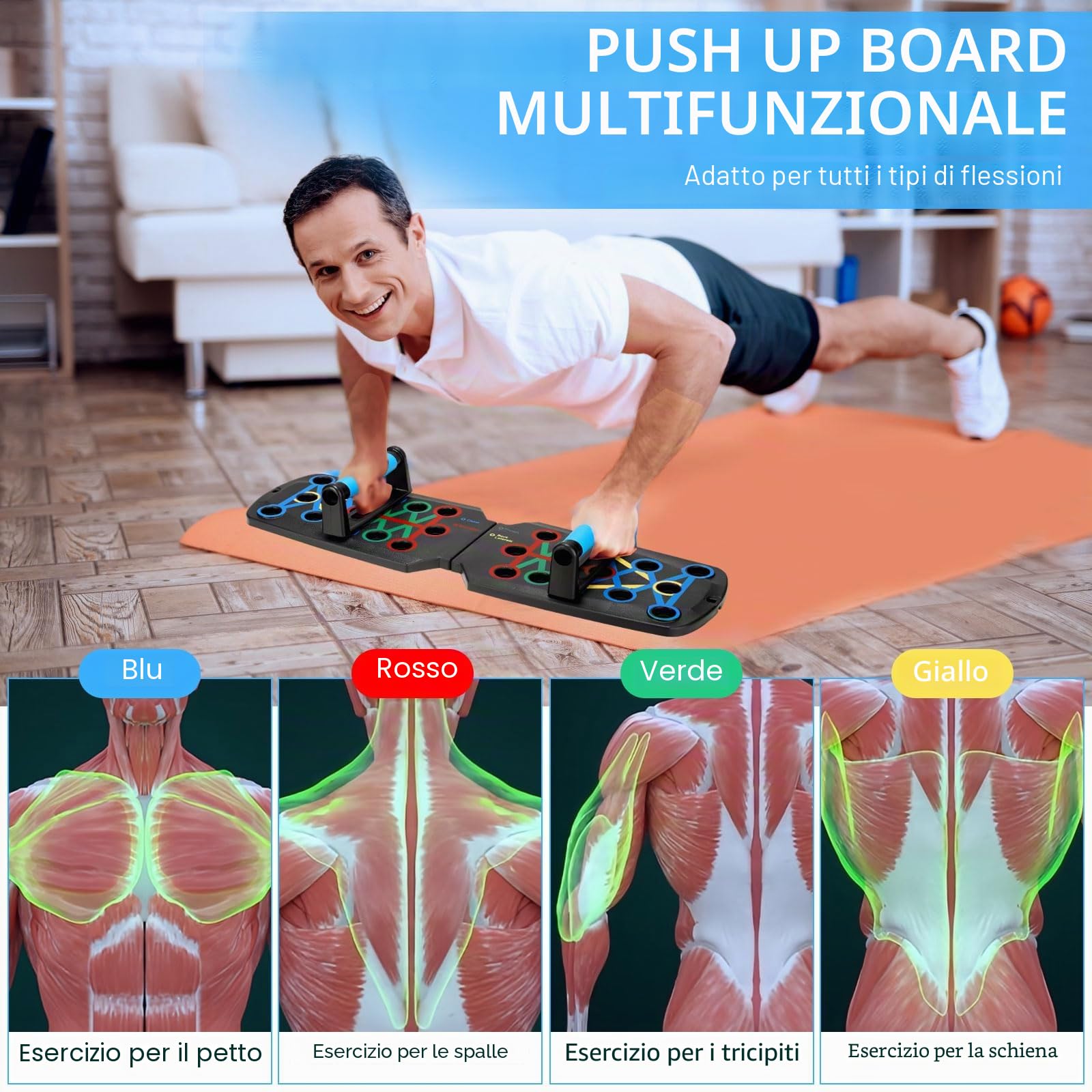 Elite Rack Fitness Board per flessioni, push-up e pieghevole, con maniglie multifunzione