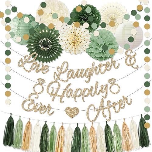 Bridal Shower Decorations,Sage Green Bridal Shower Decorations Includes Love Laughter