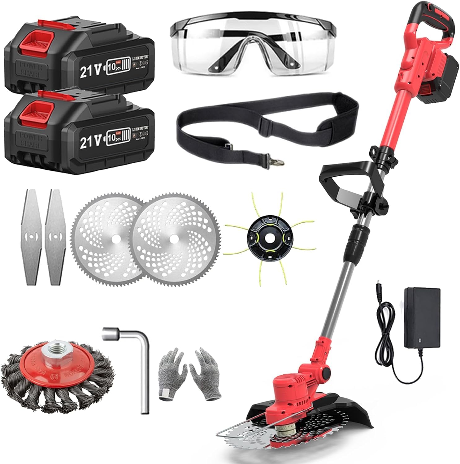 Flexi Madhav Grass Machine Lawn Set 12v Betteries Cordless Machine 5 Type Blade For Garden, 4-in-1 Lightweight Brushless Motor Weed Eater Cordless Brush Cutter String Trimmer, for Lawn, Yard and Bush Trimming [Multi]