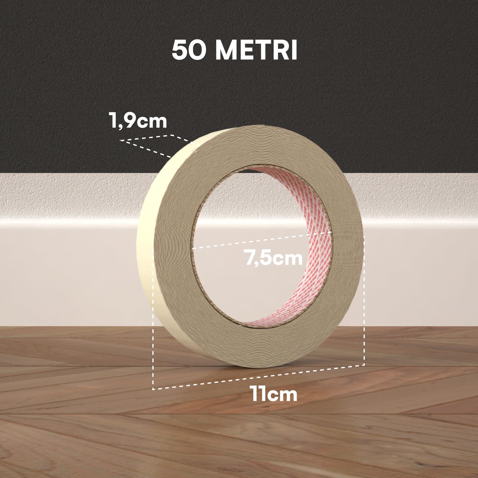 DNK TRADE Papierband – 96 Rollen Malerband 19 mm x 50 m – Professionelles gummiertes Papier 19 x 50 recycelbar für Maler- und Malerarbeiten