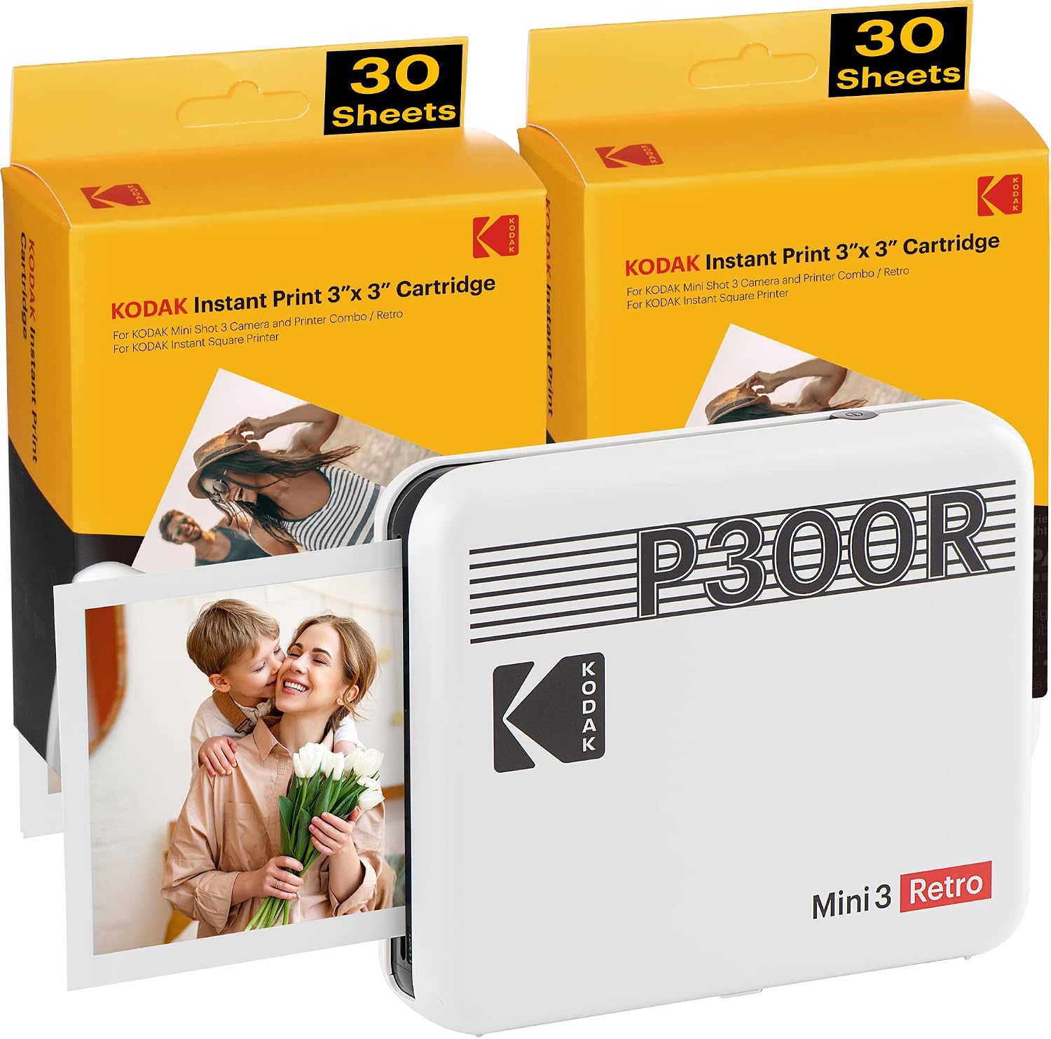 Kodak Mini 3 Retro 3x3” Portable Photo Printer (60 Sheets) - Compatible  with iOS, Android \u0026 Bluetooth Device, Real Photo: 4Pass Technology \u0026  Laminating Process, Print Photos – White : Electronics - Amazon.com