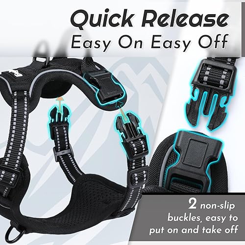 Miniatura 404 de Eagloo Arnés para perro de tamaño mediano, chaleco de servicio sin tirones con tiras reflectantes y asa de control, ajustable y cómodo para caminar