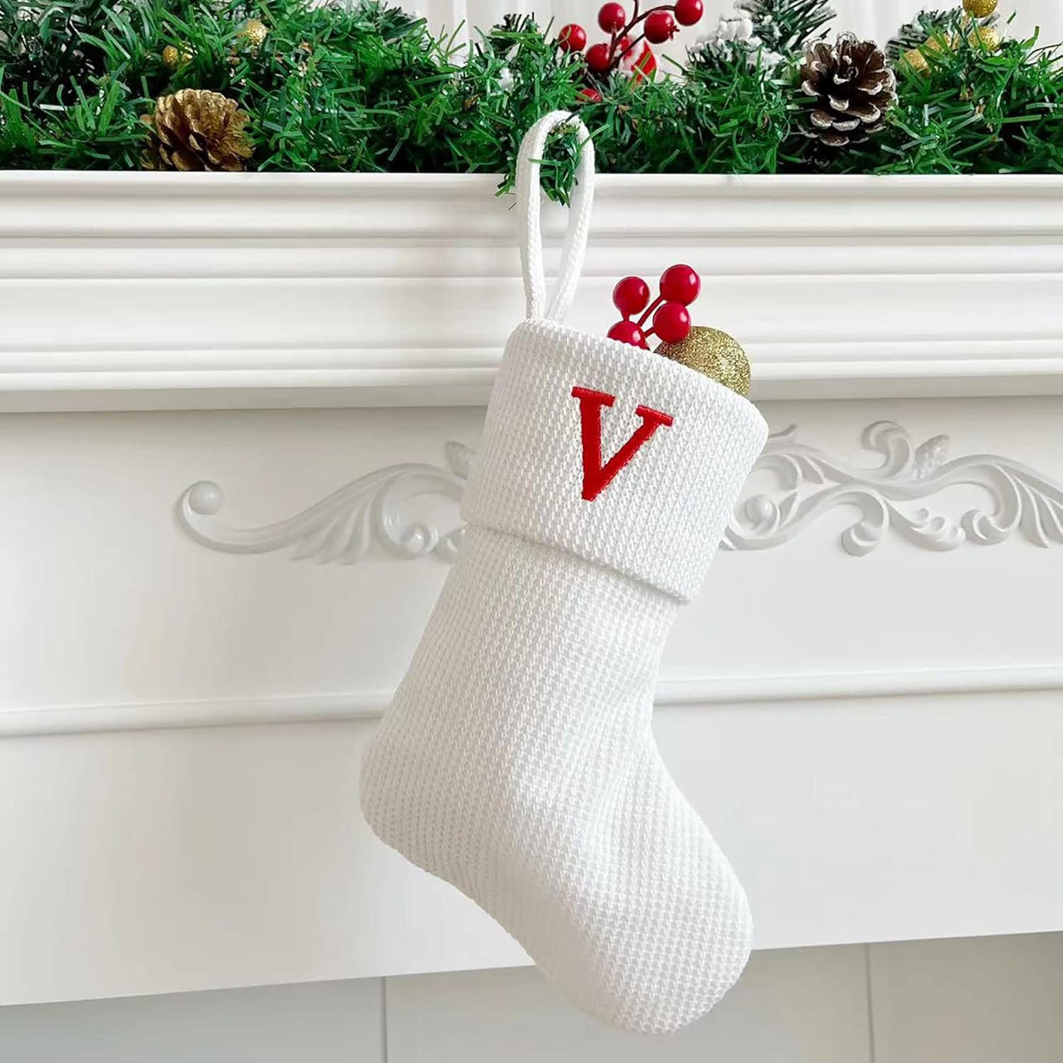 WLLPNG Initial Mini Stockings Knit Christmas Stockings