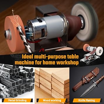 3-in-1 Mini Belt Sander - 15 Degree Knife Sharpener Electric Bench Grinder Sanding Machine, 7 Adjustable Speed Buffer Polisher for Metal Wood DIY Handcraft, Tool & Knife Sharpening