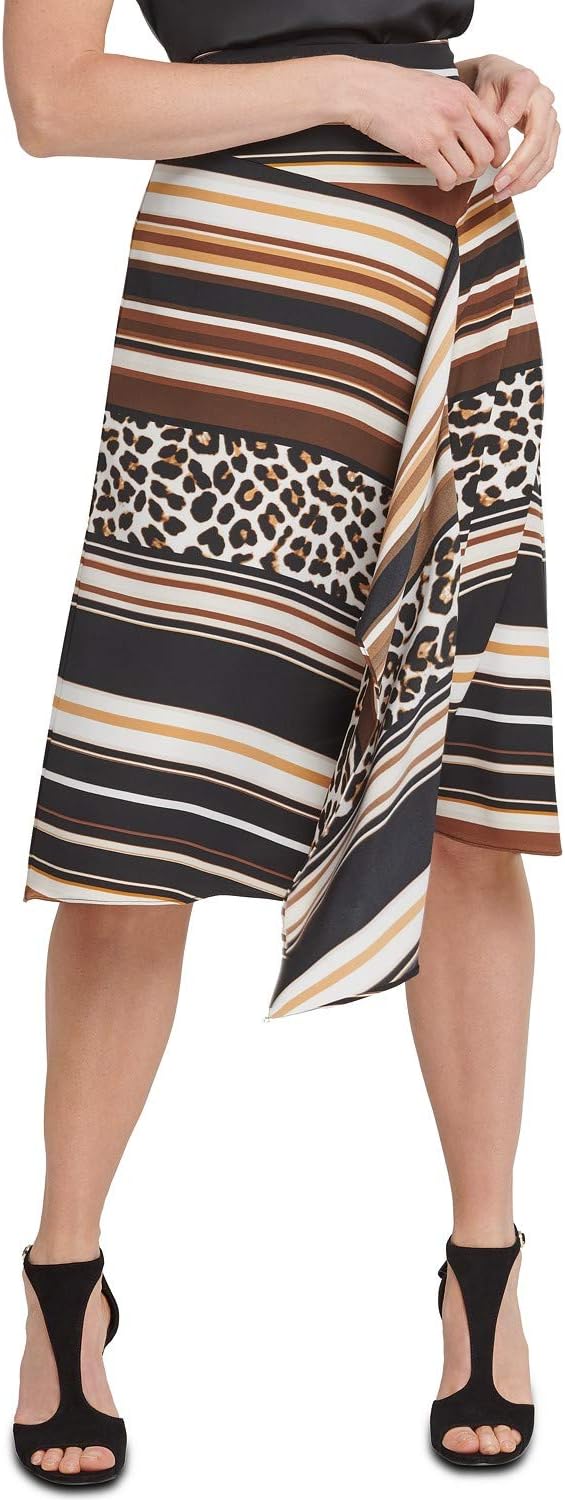 DKNY Womens Asymetrical Mixed-Print Skirt