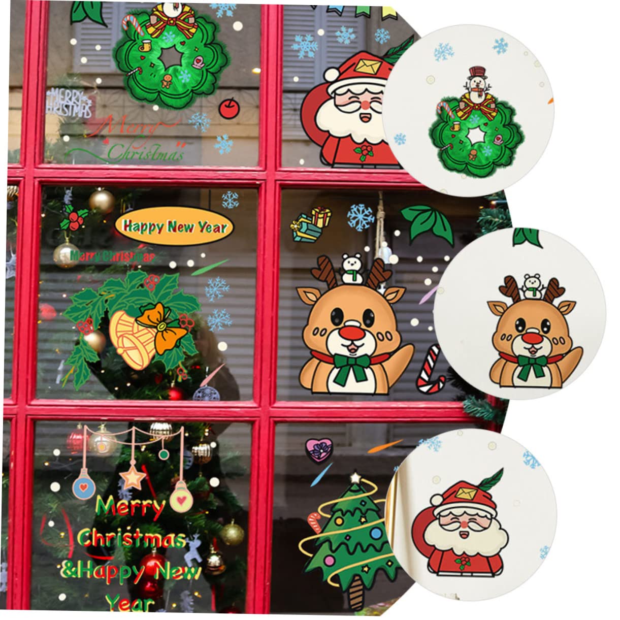 HOMSFOU 30stücke Weihnachtliche Wandsticker Selbstklebende Fensterbilder Für Türen Und Wände Dekoration Für Weihnachten Und Neujahr Einfache Anwendung Wiederverwendbar