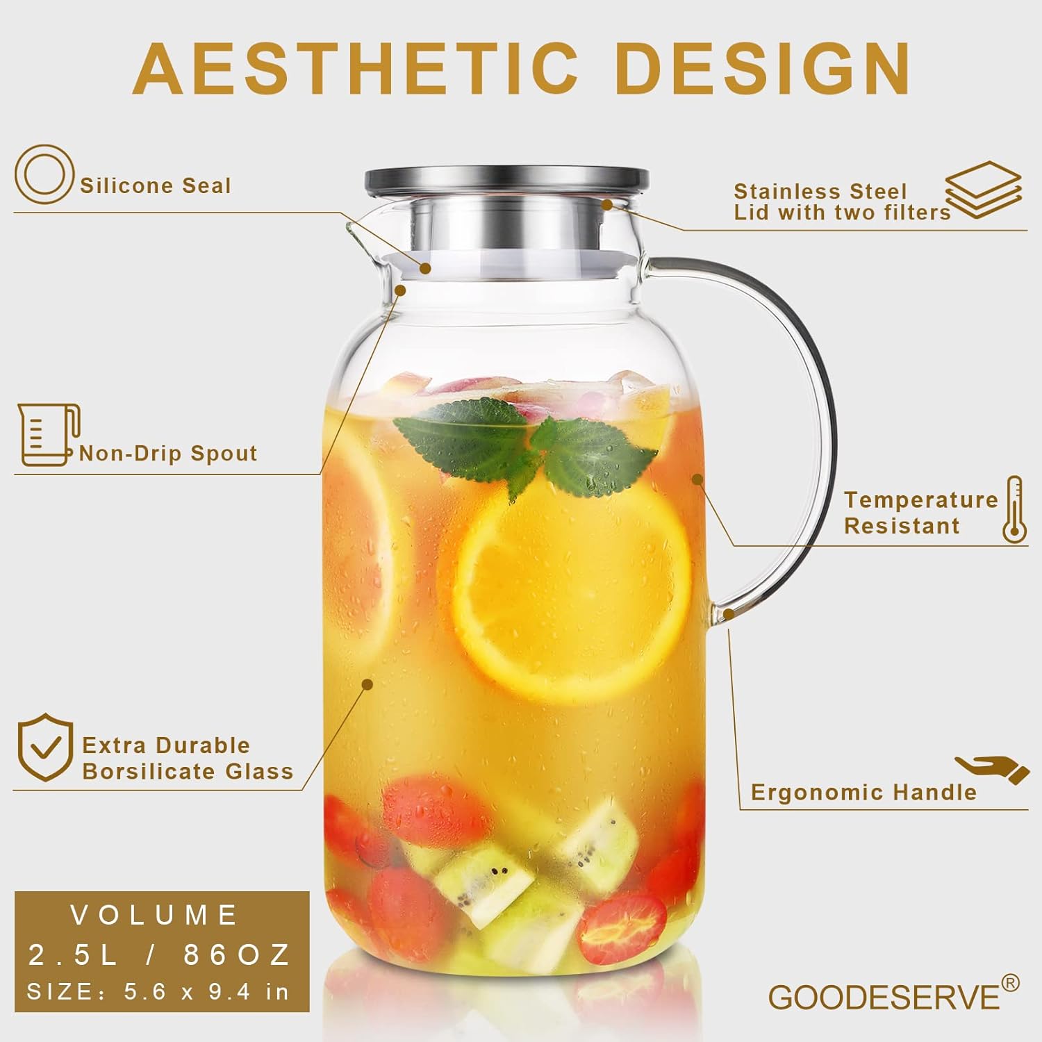 Grеаtеѕt Prоduсt Glass Pitcher 85 Ounces with Stainless Steel Lid,Hot/Cold Water Pitcher with Handle for Juice Coffee Ice Tea Beverage Safe Borosilicate Jug Flаѕh Dеаlѕ - 80% оƒƒ Glass Pitcher 85 Ounces with Stainless Steel Lid,Hot/Cold Water Pitcher with Handle for Juice Coffee Ice Tea Beverage Safe Borosilicate Jug