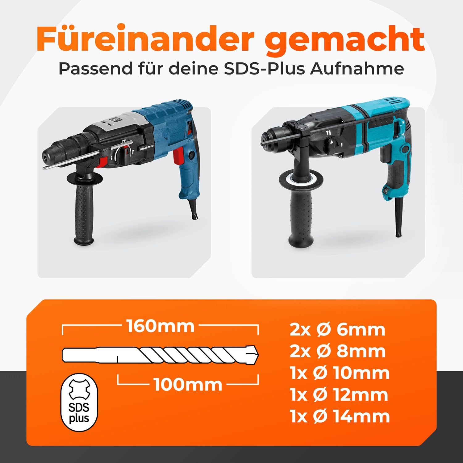 BAUBECK Set di punte per cemento Parent (set per trapano, diametro 6-14 x 160 mm [5 pezzi])