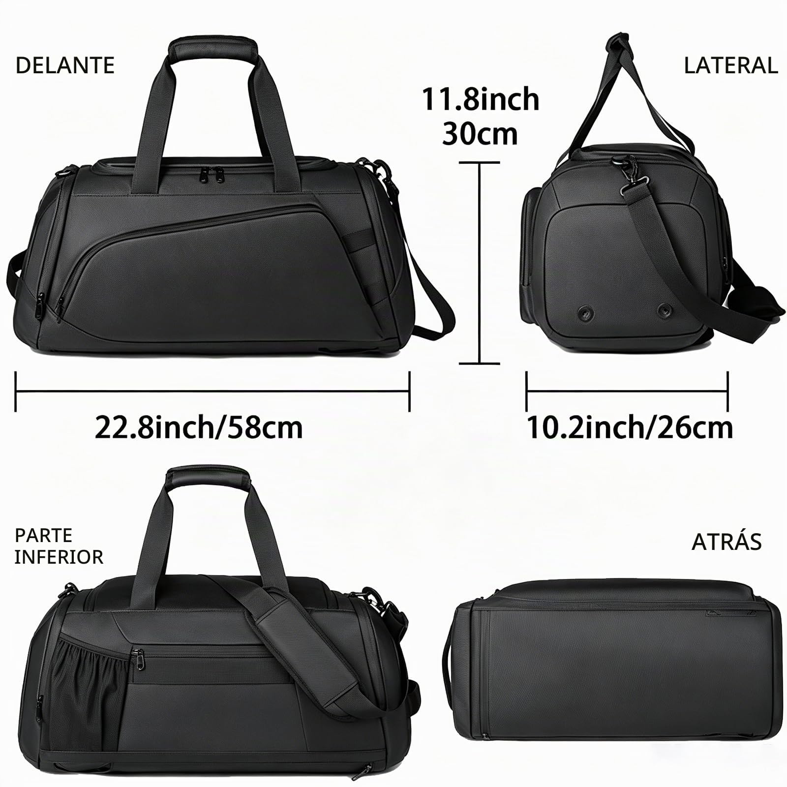 45L Bolsa de Gimnasio Grande Mochila de Lona Deportiva para Hombres y Mujeres, Bolsas de Deporte de Fitness Resistentes al Agua, Bolsa de Viaje de Fin de Semana Durante la Noche