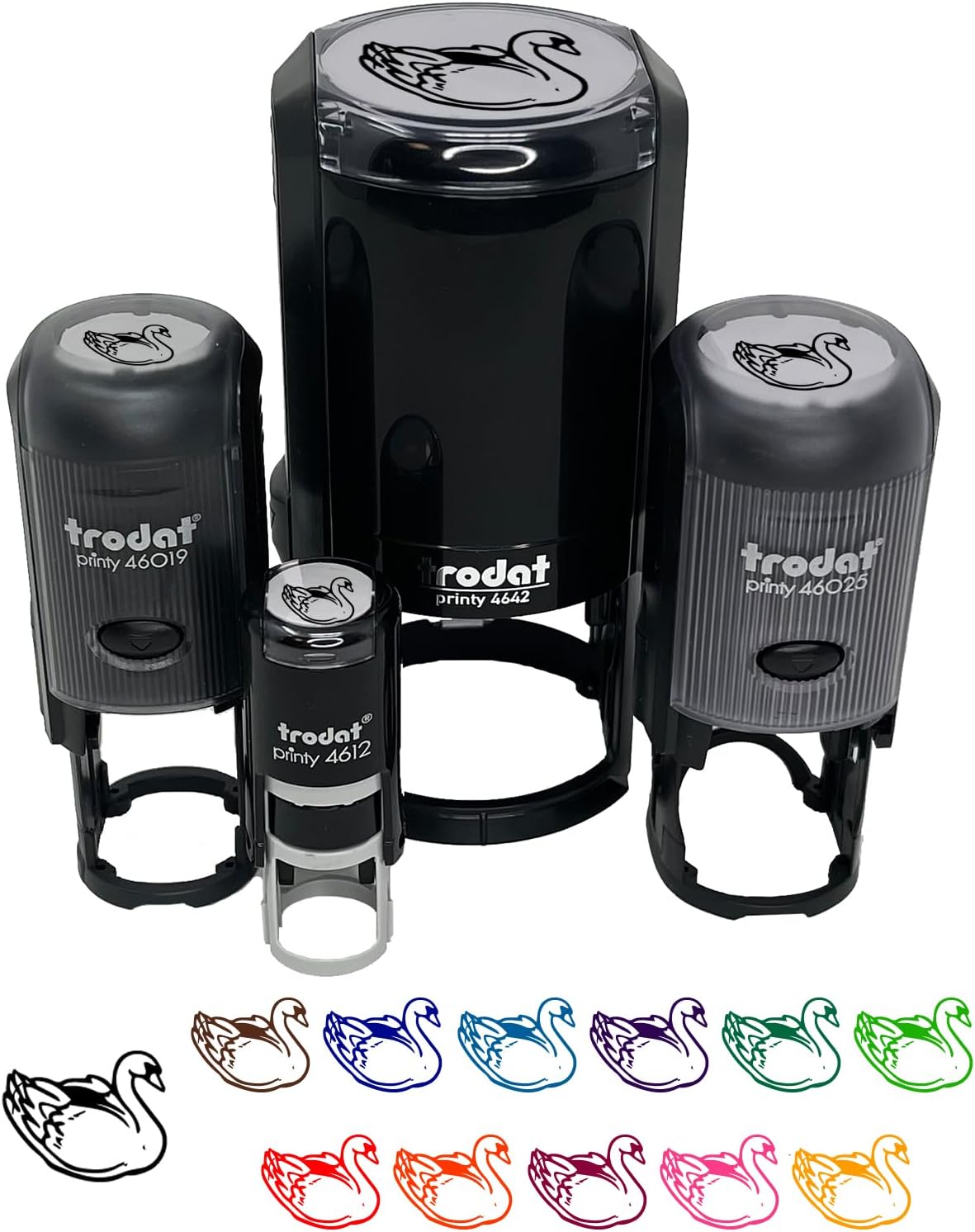 Elegant Swan Bird Self-Inking Rubber Stamp Ink Stamper for Stamping Crafting Planners - 1-1/2 Inch Large - Black Ink