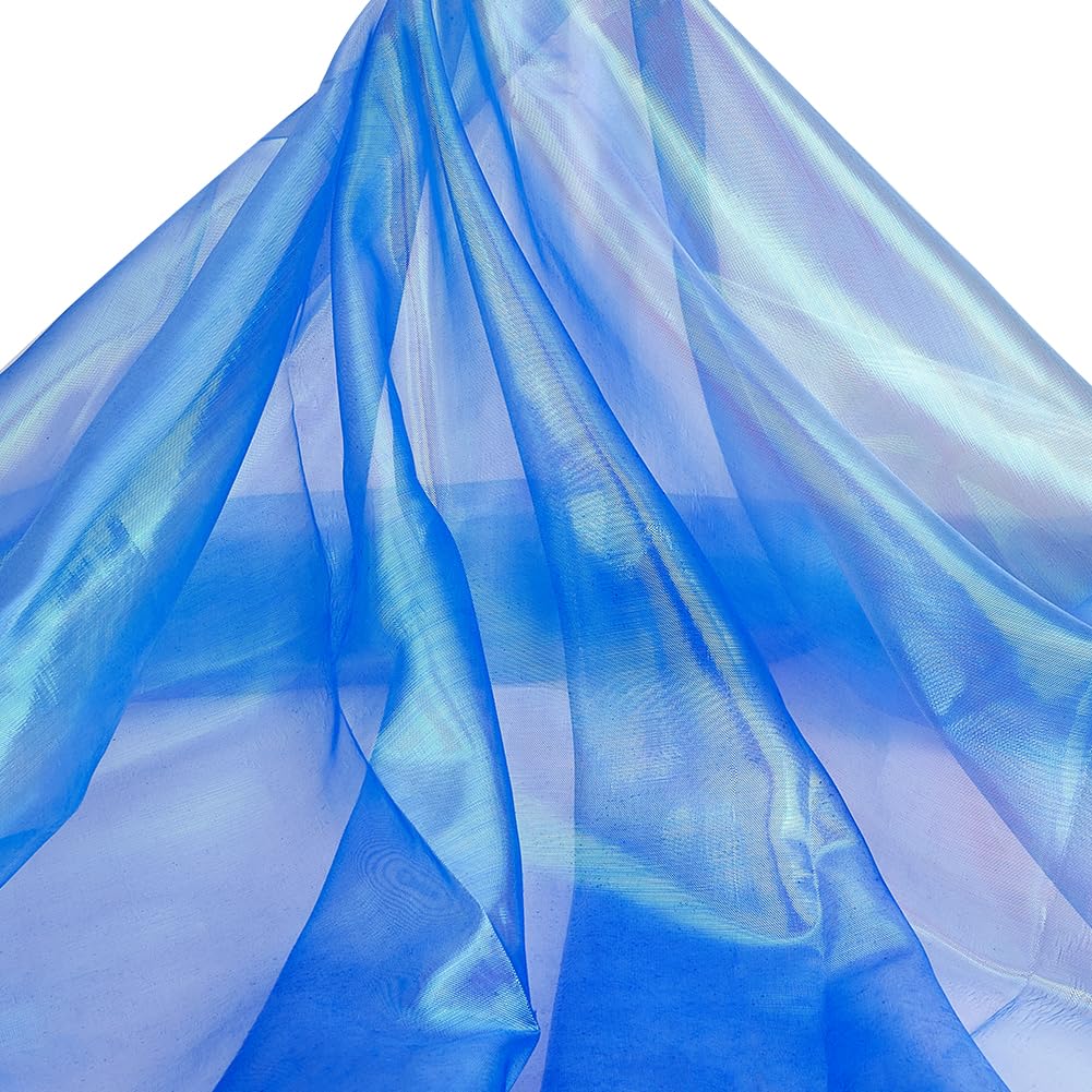 AHANDMAKER Transparenter Schillernder Organza-Stoff, 59,11 cm Breit, {9},{1} m, Vorgeschnittene, Seidig Glänzende Organza-Stoffe Für Glänzenden Fotohintergrund, Hochzeitskleid, Heimwerkerbedarf – Blau