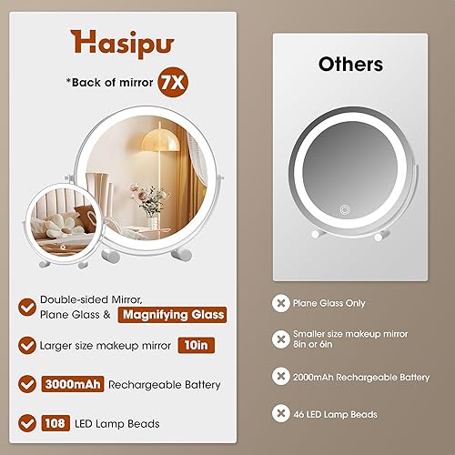 Miniatura 2 de Hasipu Espejo de tocador con luces, espejo de maquillaje LED de 16 pulgadas, espejo de maquillaje iluminado con luces, control táctil inteligente, 3