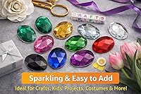 Vista 5 de 1.575 x 1.181 in, verde esmeralda H106, diamantes de imitación acrílicos ovalados con parte trasera plana, gemas para disfraz de cosplay, joyas