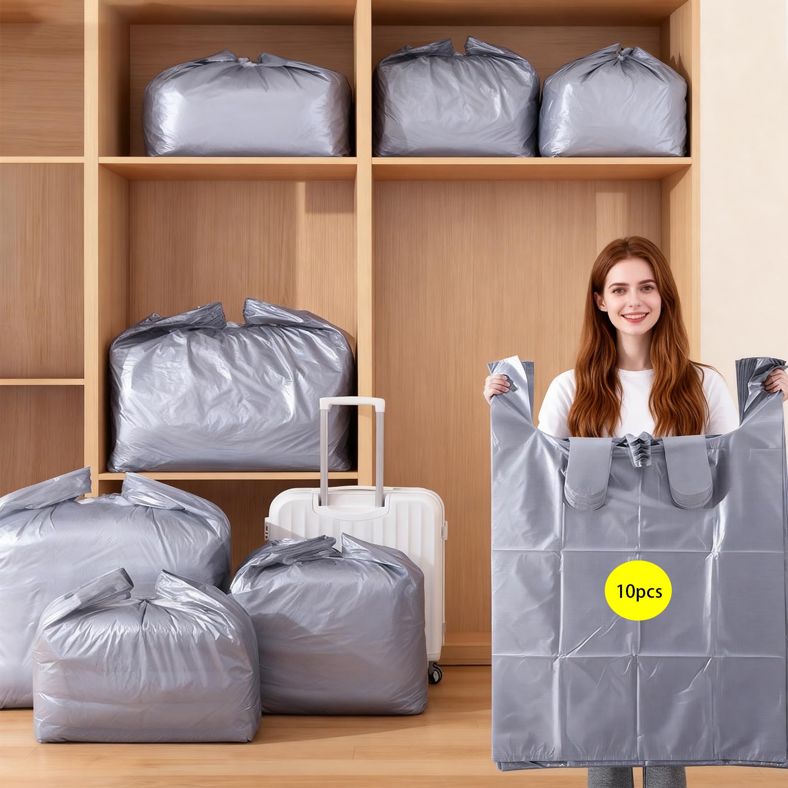 EZZLife 10PK 150L Grey Dustproof Moving Storage Bags for Clothes Bedding