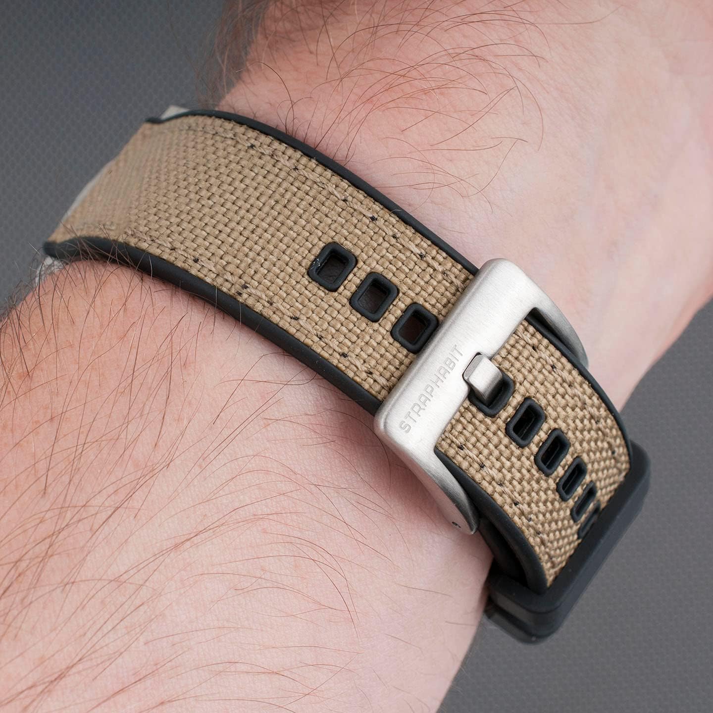 StrapHabit Quick Release Sailcloth and FKM Rubber Hybrid Watch Strap Band 20mm 22mm Nylon - Image 7