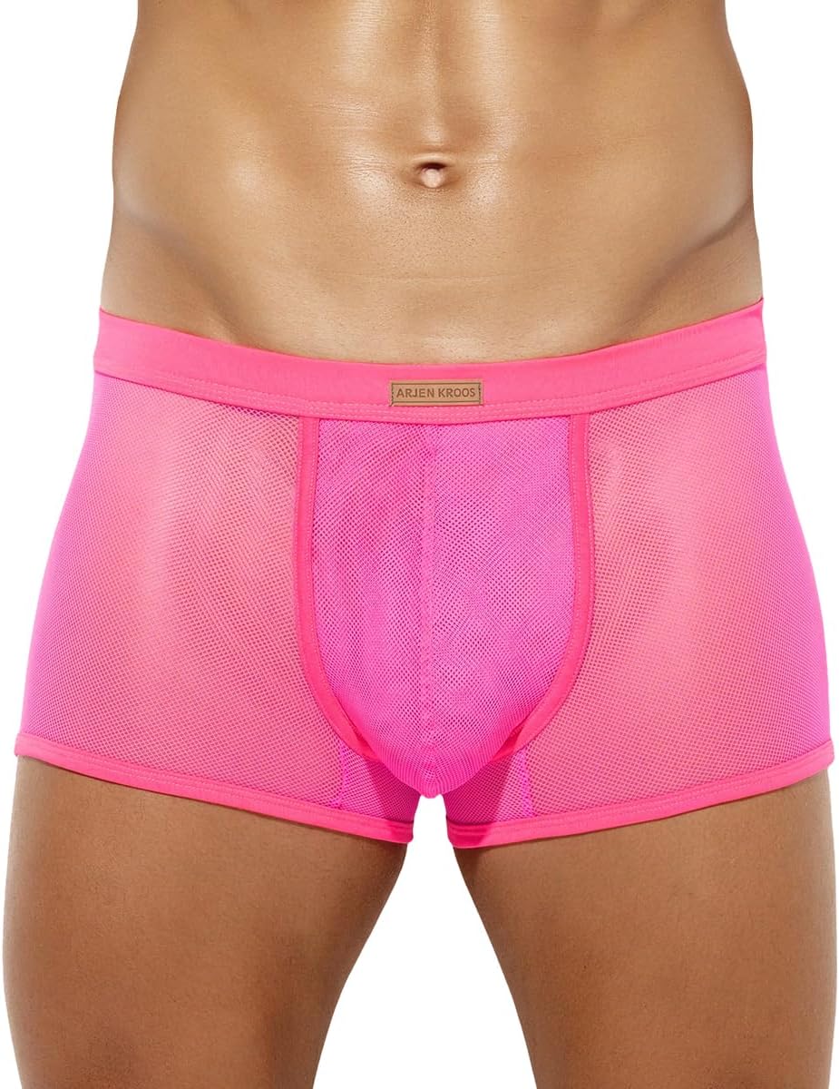 Men Sexy Mesh Boxer Briefs Low Rise Stretch Breathable Underwear Boxer