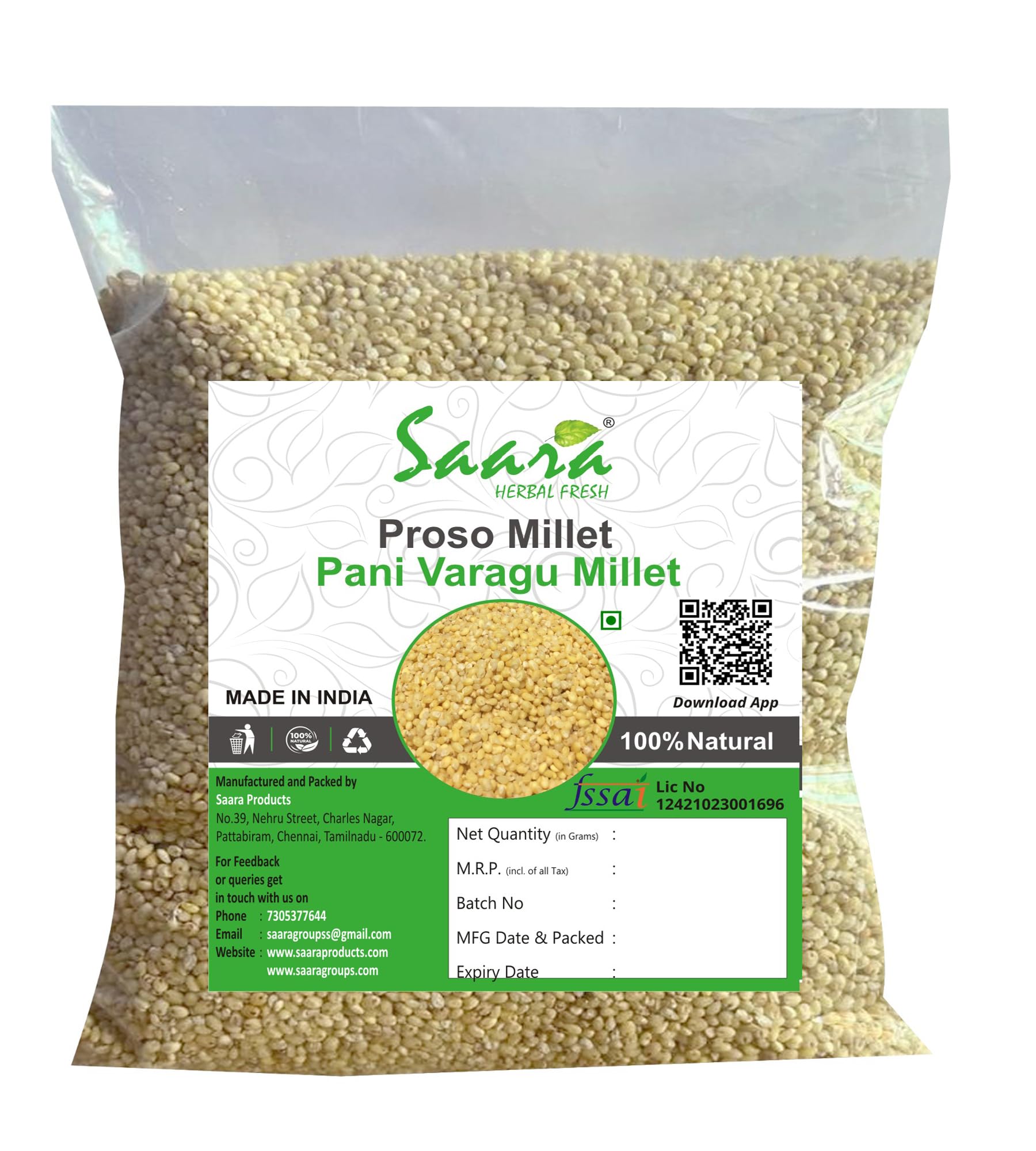 SAARA Proso Millet |Pani Varagu Millet, 950gm magnesium and dietary fiber helps to eradicate the bad cholesterol from the body,950gm (B08QZJYWHR) Amazon Price History, Amazon Price Tracker
