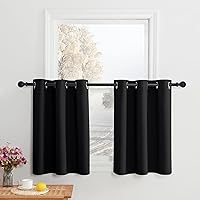 Vista 119 de NICETOWN - Cortinas opacas graduadas para ventanas pequeñas del baño, cortinas de privacidad de 30 pulgadas de largo para mini lavandería y cocina