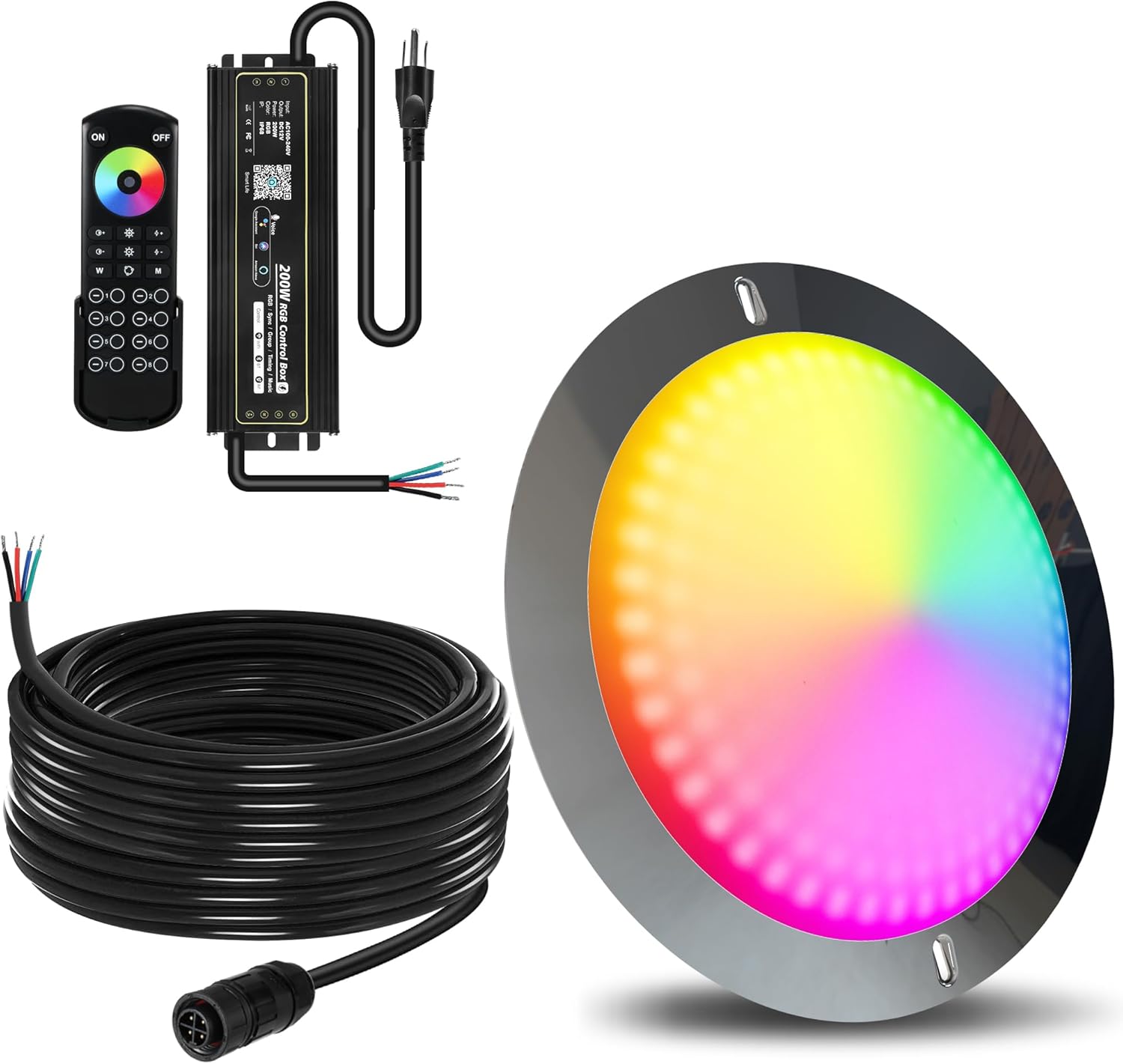 Goldlife P11 LED Pool Lights for Inground Pool, 120W 120V / 11 Inch / 50FT Cord/Stainless Steel/with Adaptable Joint/Waterproof 2-in-1 Controller & Transformer, Remote & App Control