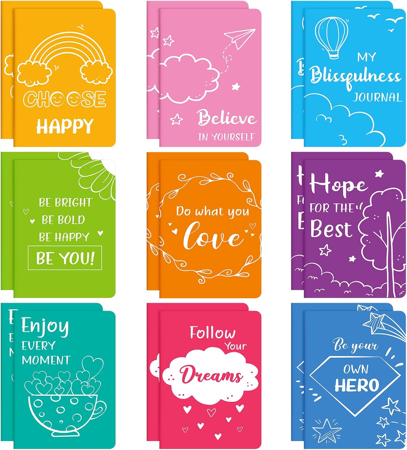 Patelai 18 Pcs Christmas Gift Mini Notebooks Bulk 5.5 x 4 Inch Kraft Inspirational Journal Notebook with 80 Lined Pages Small Motivational Memo Book for Kids Office School Supplies (Colorful)