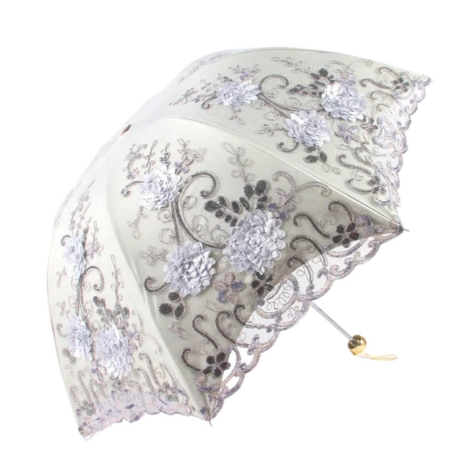 Sombrilla bordada de encaje para bodas y bailes con doble capa anti-UV