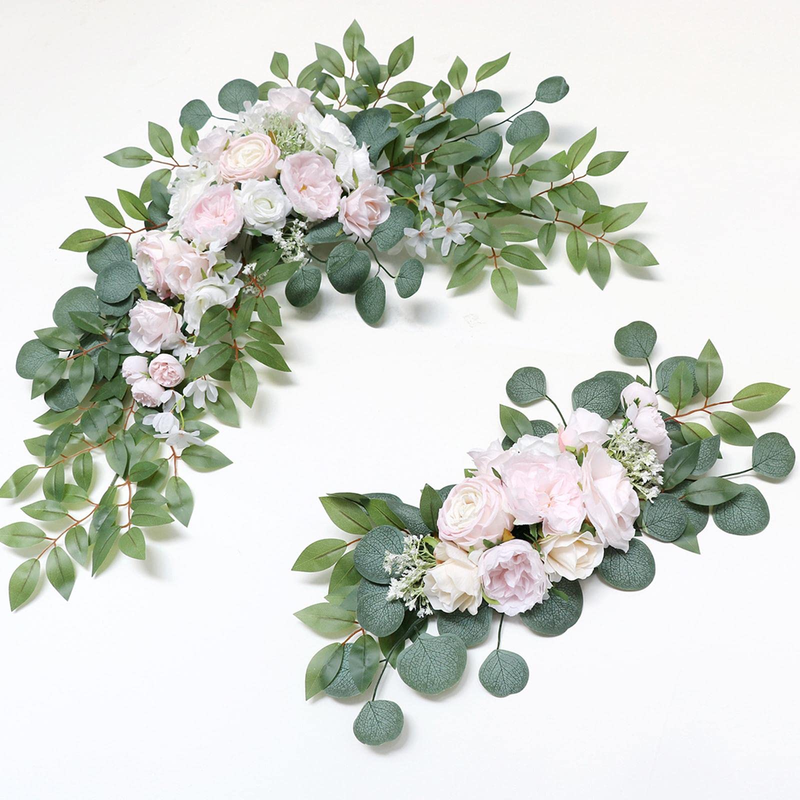 2 Stück Blumengirlande Künstliche Seidenblumen Hochzeit Bogen Und Stuhl Rückwand Hängedekor Pflegeleicht für Geschenk Dekoration Gartenpavillon Bühne