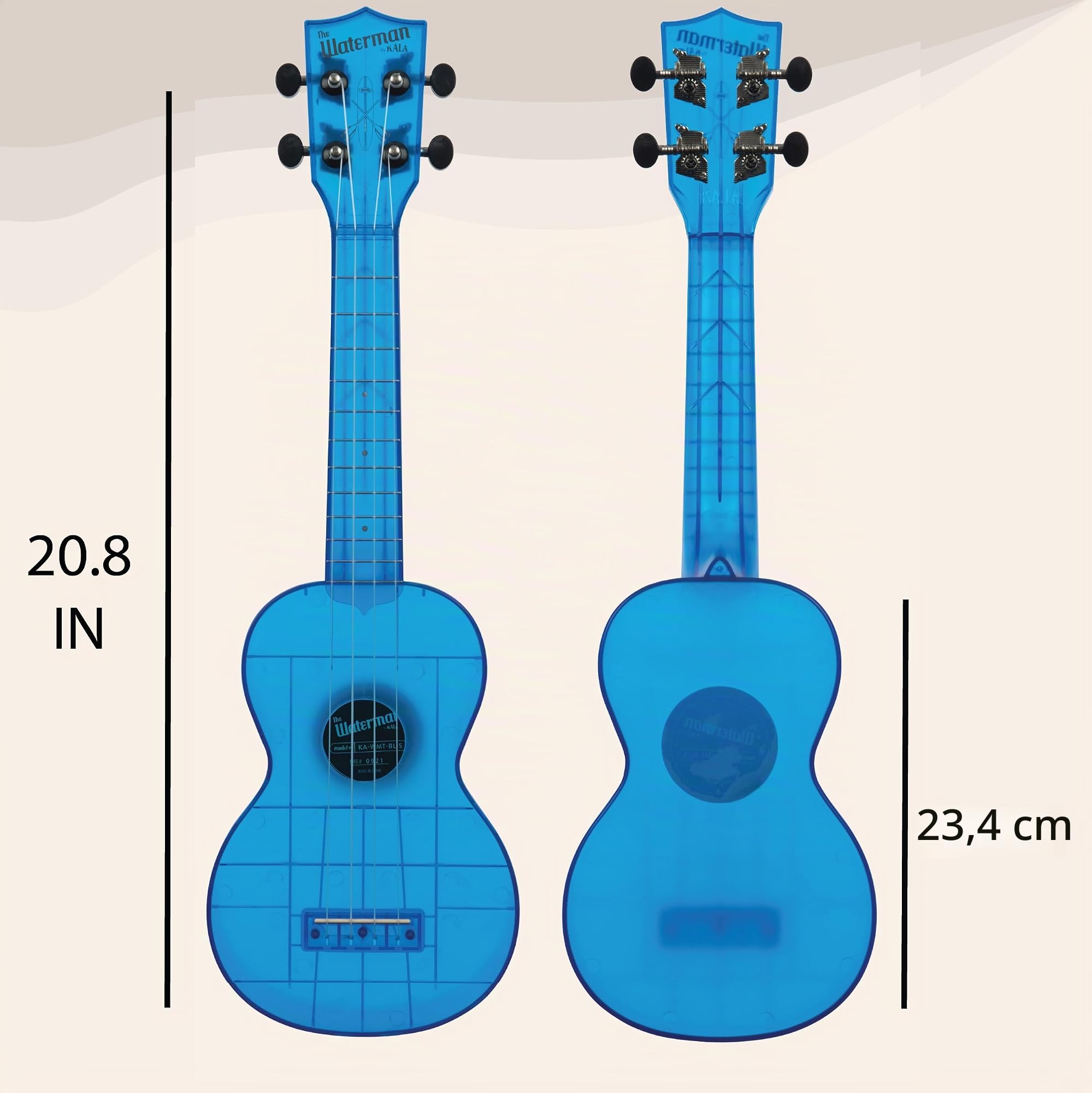 Kala - KA-WMT-BL-S - Ukulele Soprano Bambini Adulti e Principianti, Ukulele Scuola Media in ABS per Musicisti Esperti/Nuovi, Custodia Inclusa, Strumenti Musicali Bambini a Corda, Satinato colorato