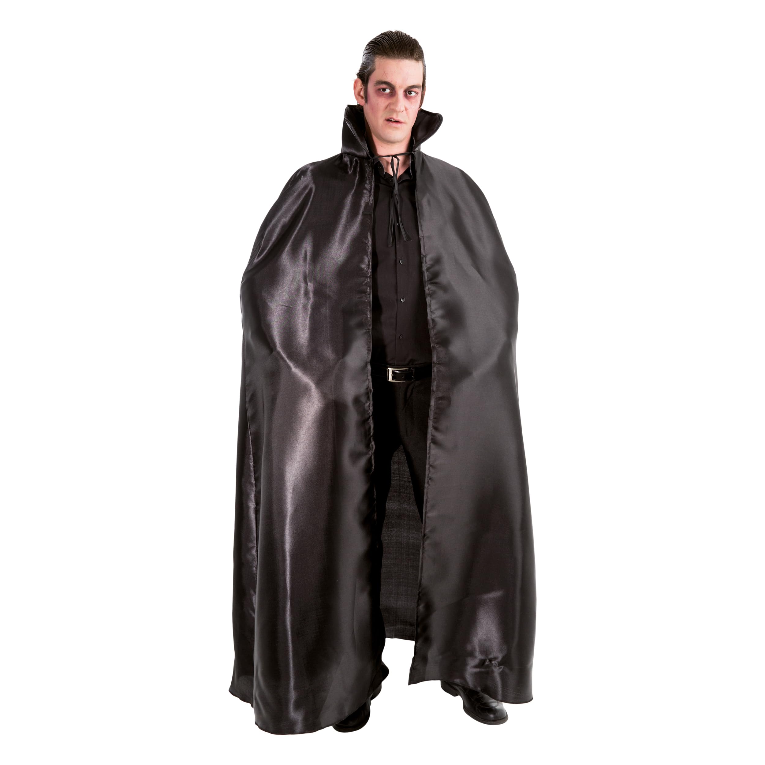 Chaks - Satin Cape with Stand-Up Collar, 163 cm Long Cape for Adults, Costume Accessories for Halloween and Carnival