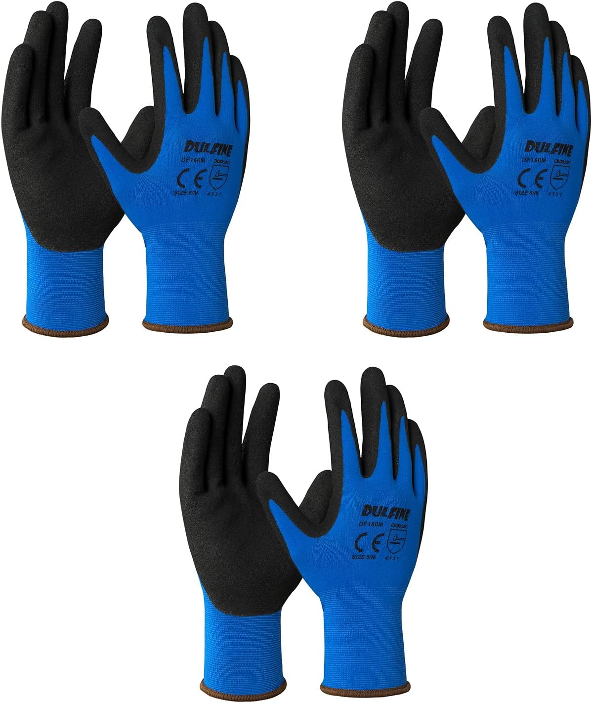Safety Work Gloves MicroFoam Nitrile Coated-3 Pairs Pack, Seamless Knit Nylon Glove with Black Micro-Foam Nitrile Grip, Ideal for General Purpose, Automotive, Home Improvement, Painting(Large) - - 
