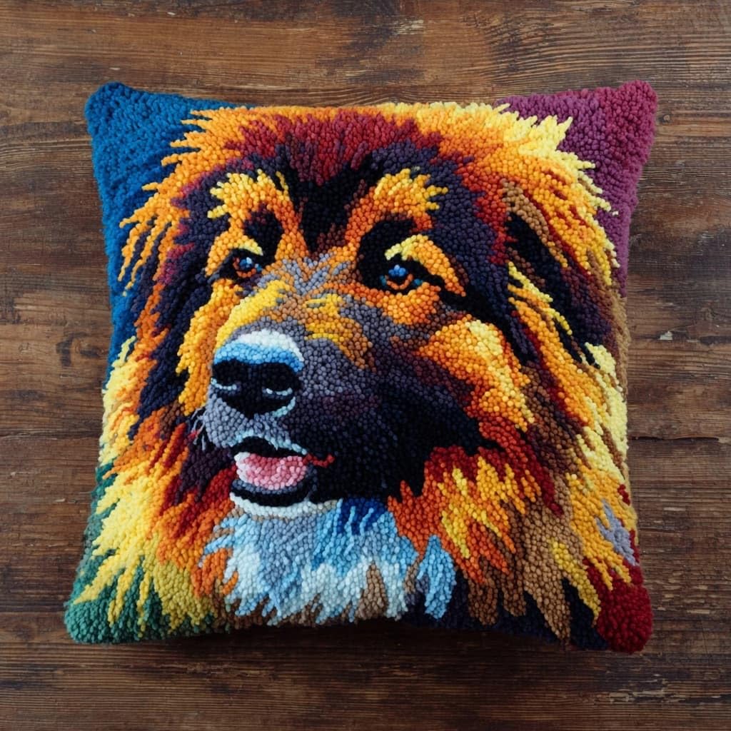 WallustrioaW Latch Hook Cushion Kits,Animal Dog