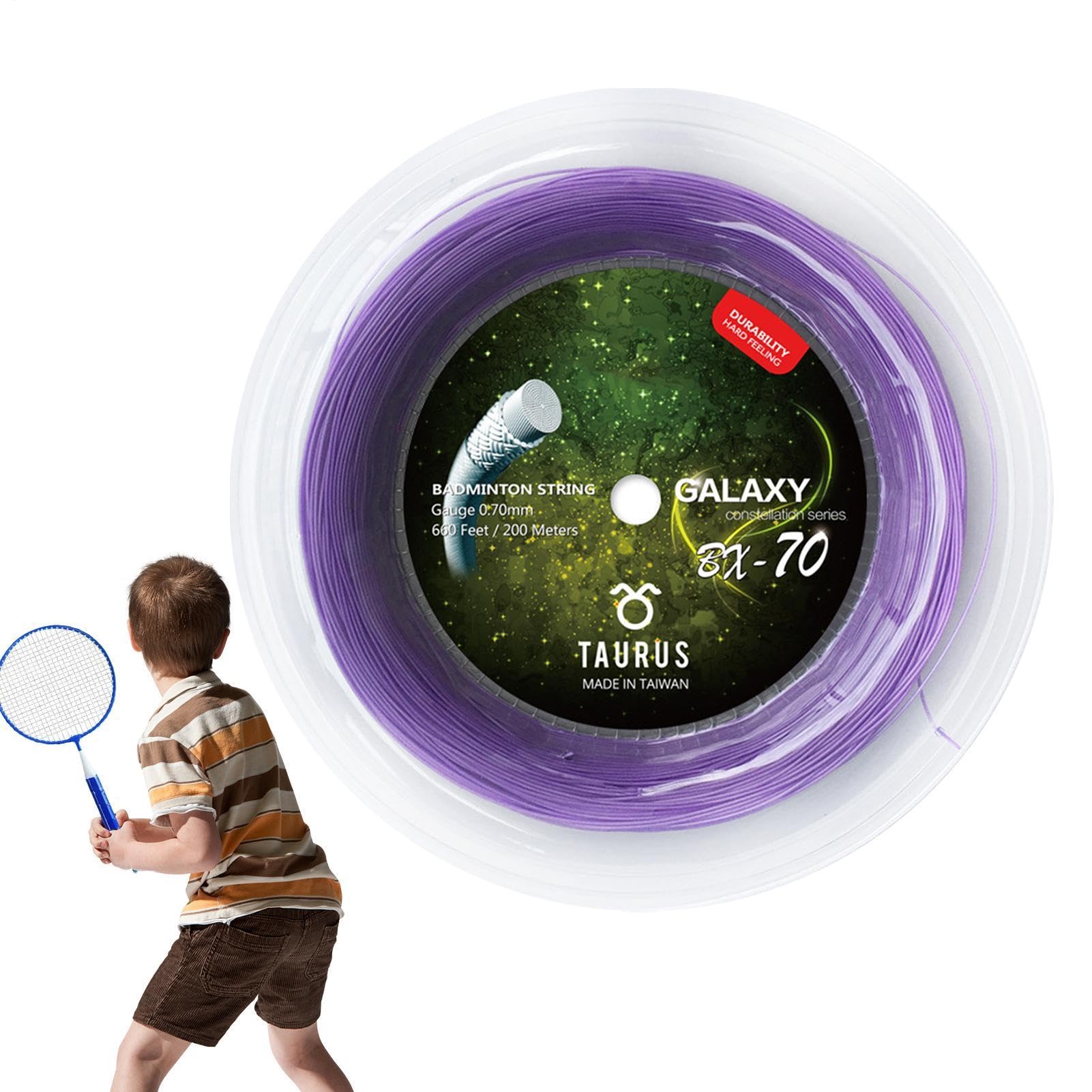 Generisch Corda per racchetta da badminton, tiro potente, filo lungo preciso per racchetta da badminton, 200 m, corde di ricambio altamente elastiche, per principianti, atleti, dilettanti