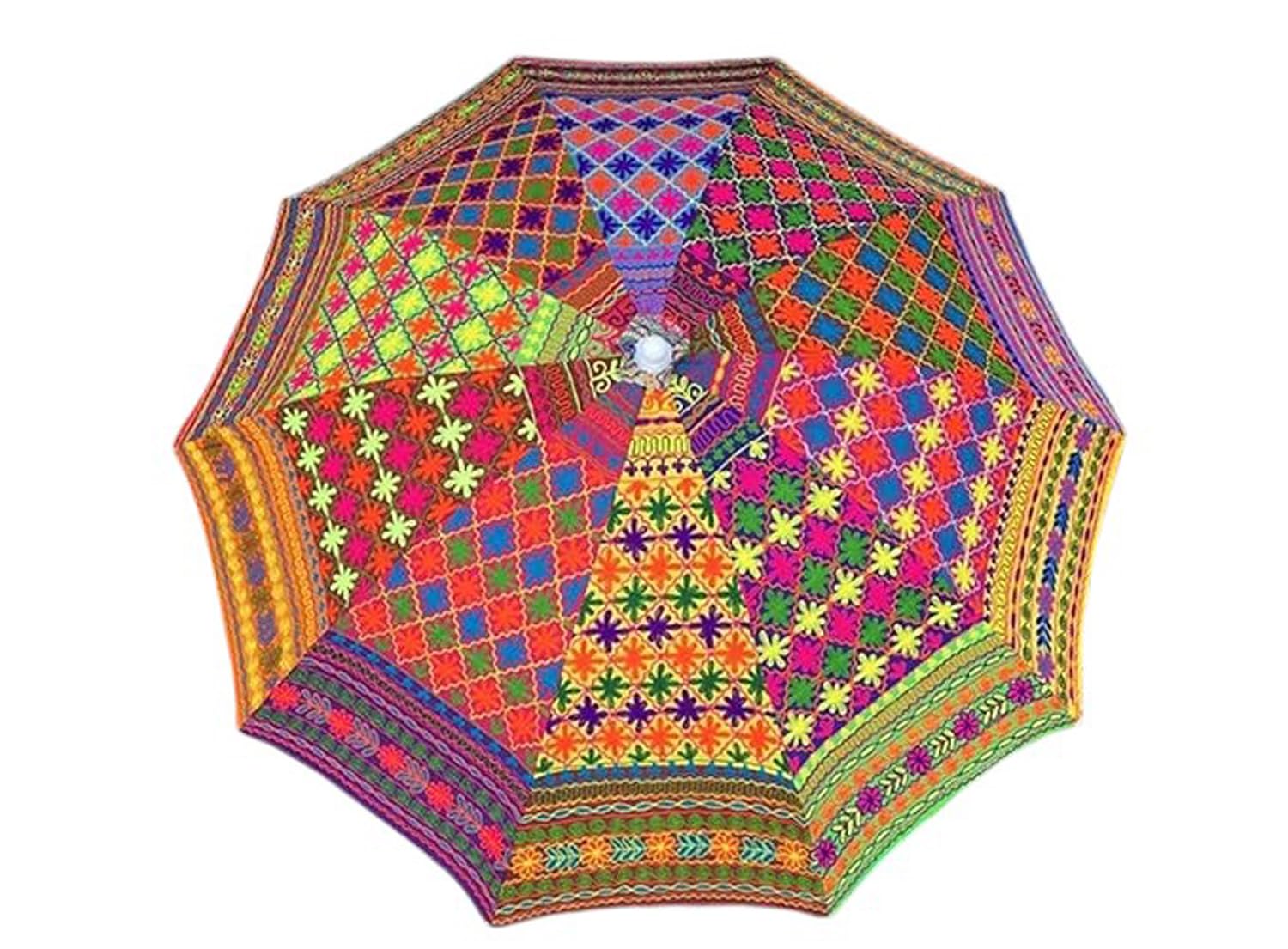 Arprani beach parasols-garden parasol umbrella for sun-Decorative Indian Cotton handmade bridal umbrellas- Handcrafted Embroidered