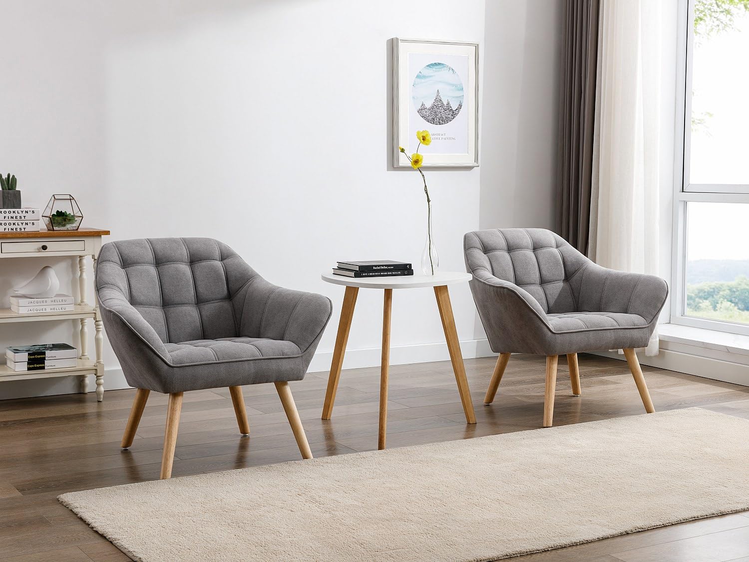 Vente-unique - Canapé 2 Places et Fauteuil en Tissu Gris Caserta