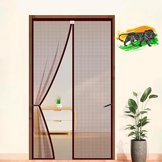 LifeKrafts Polyester Magnetic Mosquito Net for All Door Types & Sizes, Auto-Closing Insect Screen/Curtain to Keep Mosquito Out, (200x100 cm) Brown - Amazon product rated Grade A