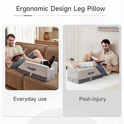 Miniatura 4 de Almohada elevadora de piernas, almohada de apoyo ajustable de 3 alturas, almohada de cuña para después de la cirugía o el descanso, almohada de