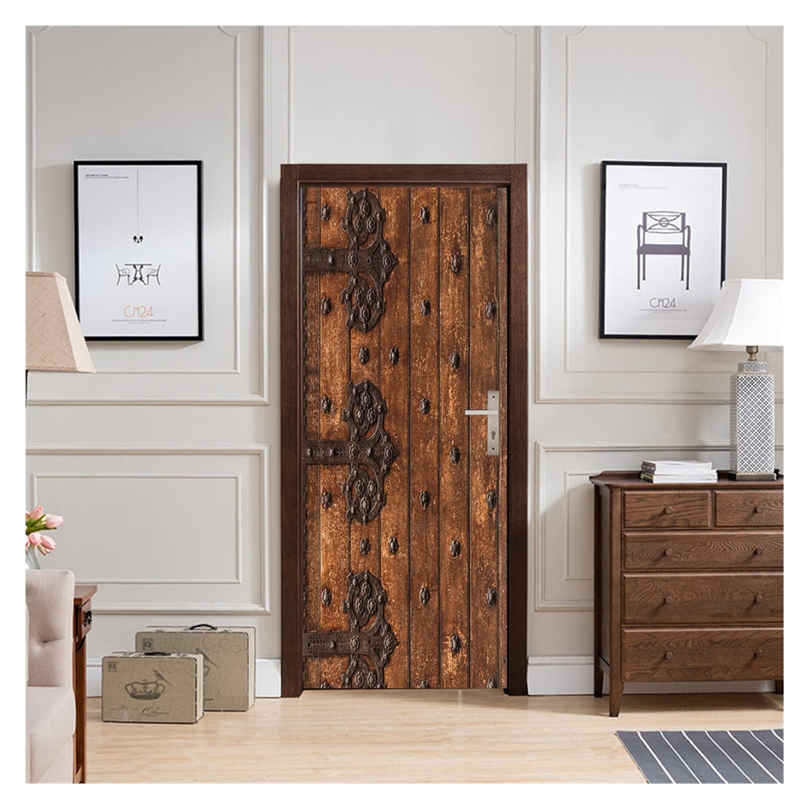 Sticker pour porte en verre ou bois amovible couleur Q effet naturel