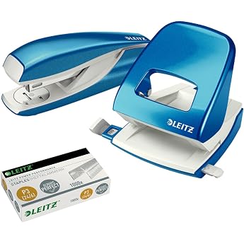 Leitz 5008 NeXXt Series Office Hole Punch Metal up to 30 Sheets Set of Metallic Blue