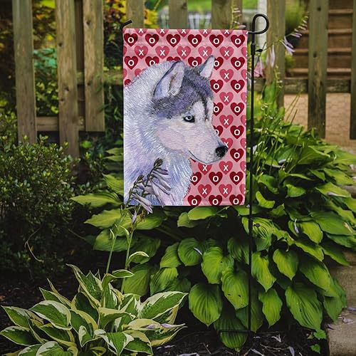 Miniatura 2 de Caroline's Treasures SS4464GF Bandera de jardín con corazones de Husky siberiano Love Love para el día de San Valentín, bandera decorativa para