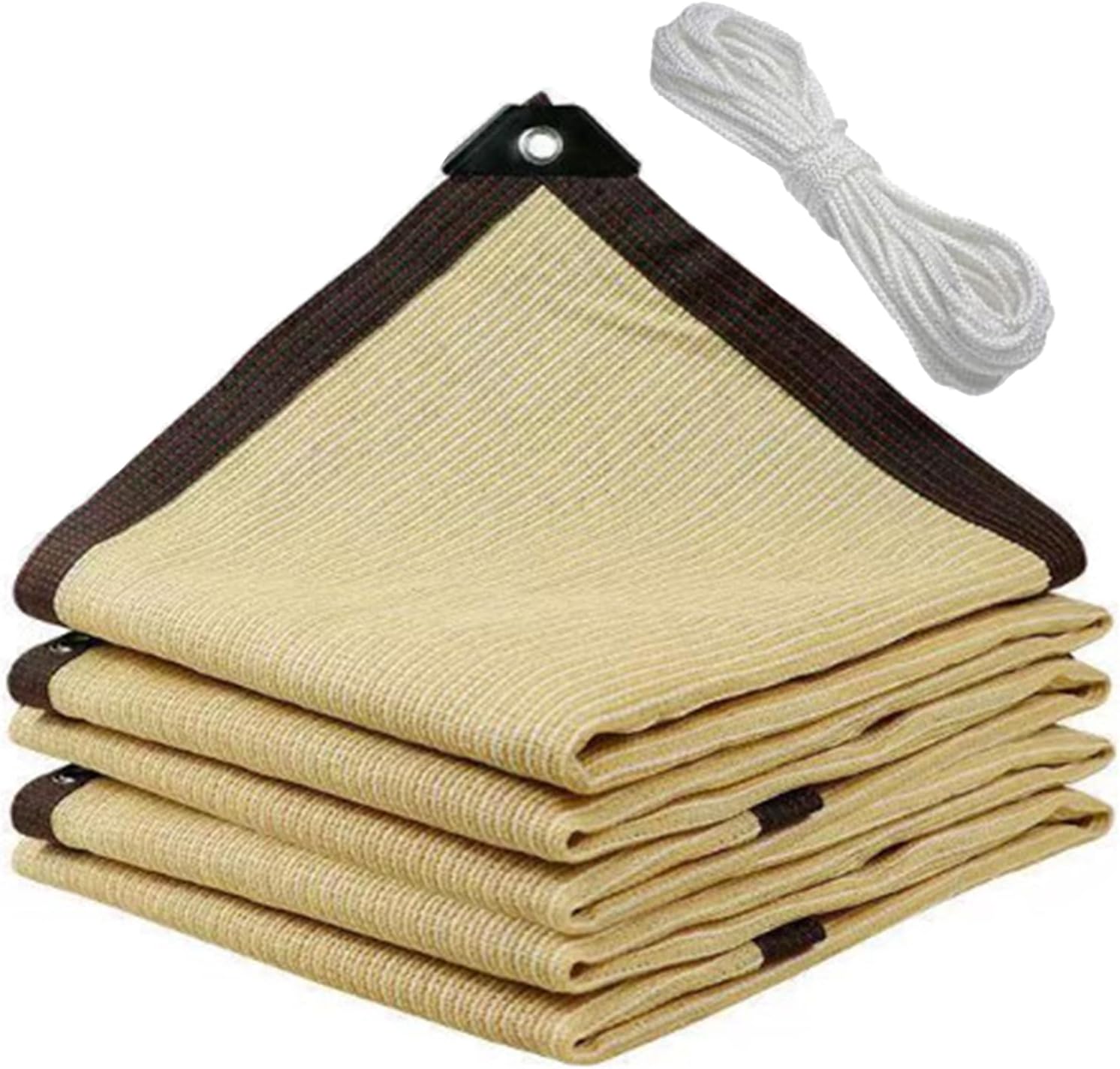 90% Sun Shade Cloth 13.12'x13.12' Heat Resistant HDPE Material, Shade Cloth Garden - Can Custom Size with 8M rope, Large Shade Cloth for Garden, Plant, Canopy，Patio, Greenhouse, Pergola, Wheat